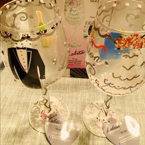 Lolita Bride and Groom Wine Glass Wedding Gift Set
